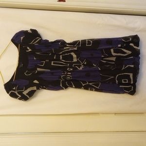 Theory, size small, blue, black and gray silk dress.